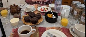 Waiting for the main breakfast, but there are starters. at Black Sheep Inn in Hammondsport