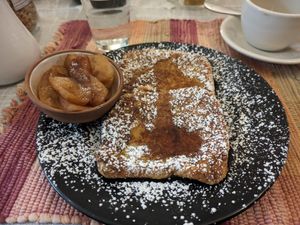 French toast with cinnamon baked apples at Black Sheep Inn in Hammondsport