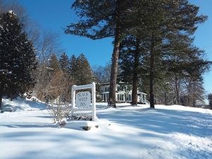 Sun on snow at Black Sheep Inn in Hammondsport