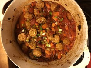 Vegan sausage casserole  at Black Sheep Inn in Hammondsport