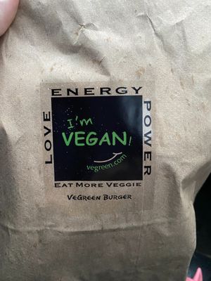 Bag to go for all vegan dessert cups  at VeGreen Burger in Kennesaw