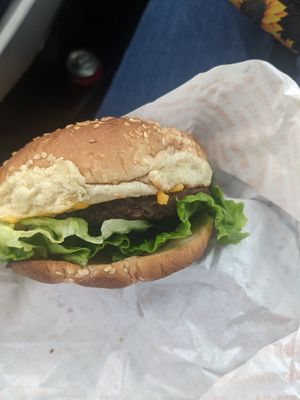 The beyond beef burger with vegan cheese! YUM! at VeGreen Burger in Kennesaw