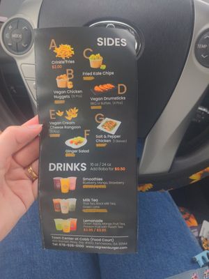 More of the menu (prices have changed) at VeGreen Burger in Kennesaw