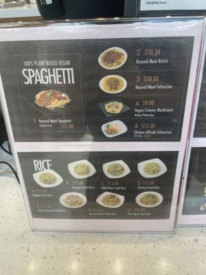 Spaghetti and rice dishes  at VeGreen Burger in Kennesaw