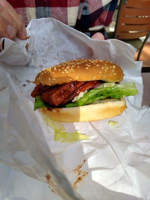 Vegan Pork sandwich at VeGreen Burger in Kennesaw