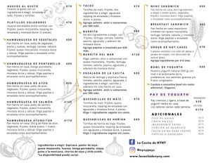 Menu   at La Casita de NYNY in Merida