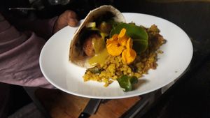 Flafel and rice at Veganoteca in La Palma