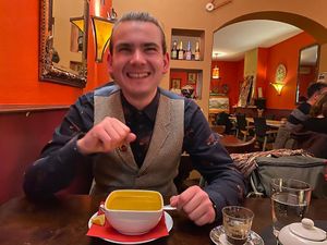 A happy vegan looking forward to their lentil soup. 😊 at Queen of Sheba in Amsterdam
