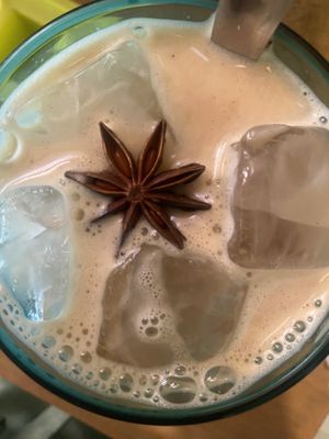 Iced chai latte  at O Jardim da Jujé in Lisbon
