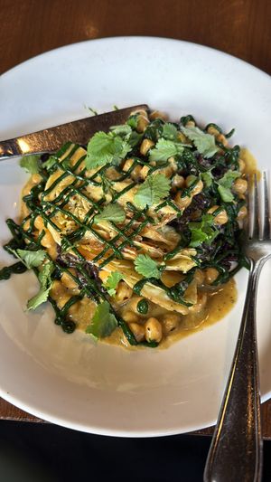 Chickpea and cabbage curry with spinach puree  at Cocha in Baton Rouge
