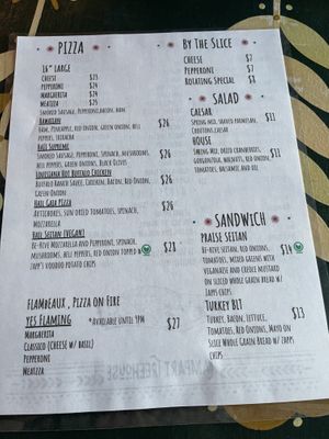 Menu  at Rampart Treehouse in New Orleans