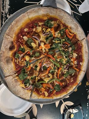 Hail seitan vegan pizza  at Rampart Treehouse in New Orleans