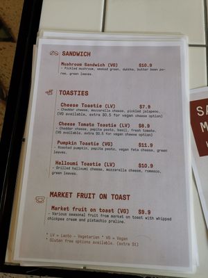 Menu at The Studio Beans in Carnegie