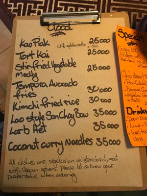 Current menu at Good in Vientiane