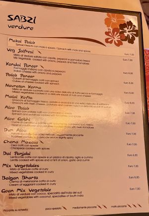 Menu  at Buddha in Padua