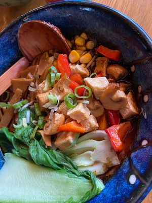 Black spicy vegan soup at Xu Noodle Bar in Tilburg