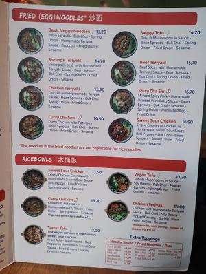 Menu - Rice Bowls (and non-vegan egg noodles) at Xu Noodle Bar in Tilburg
