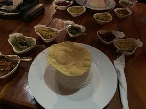 Vegan rice and curry  at Raha Ella in Ella