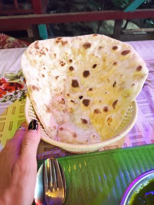 Garlic naan at Datta Banana Leaf Restaurant and Bungalow in Don Det