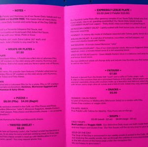 6-11-16 menu picture  at Expressly Leslie Vegetarian Specialties in Woodstock