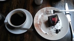 Chocolate brownie at The View in Swansea