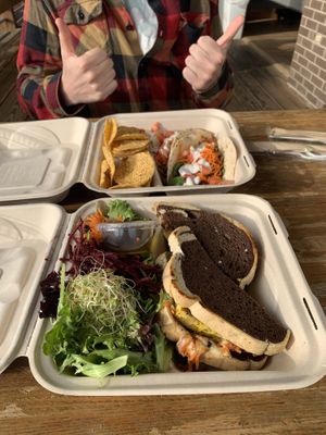 Tofu Reuben and seitan tacos!  at The Wild Cow in Nashville