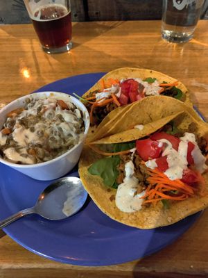 Chipotle seitan tacos and a side of lentil soup w/ garlic aioli at The Wild Cow in Nashville