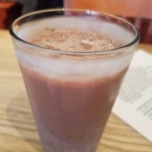 Icy cold chocolate almond milk yummm! at The Wild Cow in Nashville