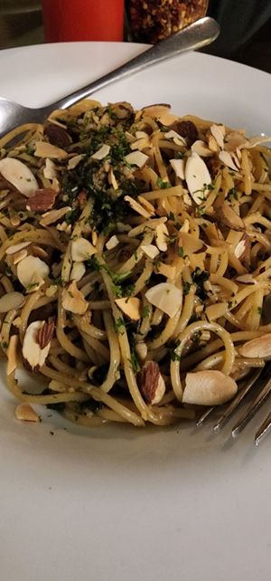 Nutty spaghetti veganised at The Nutcracker in Mumbai