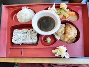 Vegetable lunch box at Shin-La Restaurant & Sushi Bar in Brattleboro