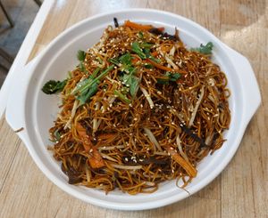 Fried Noodles with Gold Needle Mushrooms in Soybean Oil 豉油皇金菇炒麵 at Miu Fat Chai - Tsuen Wan in New Territories