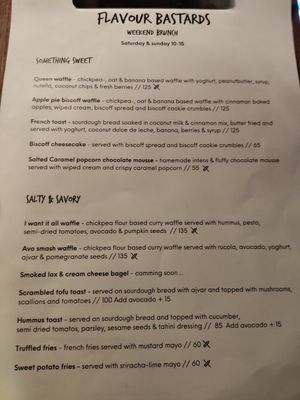 Brunch menu at Flavour Bastards in Copenhagen