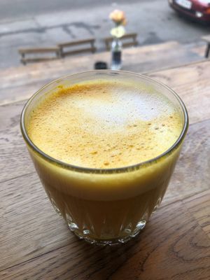 Golden latte at Flavour Bastards in Copenhagen