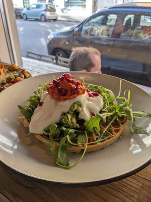 Avo smash waffle at Flavour Bastards in Copenhagen