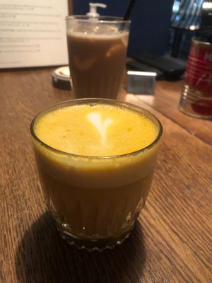 Golden latte at Flavour Bastards in Copenhagen