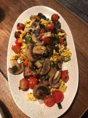 Scrambled tofu toast at Flavour Bastards in Copenhagen