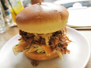 Pulled jackfruit burger at Flavour Bastards in Copenhagen