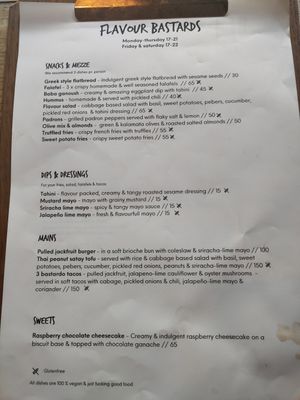 Menu at Flavour Bastards in Copenhagen
