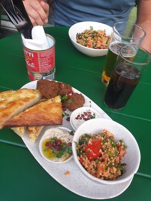 Falafel plate and bulgur salad at Flavour Bastards in Copenhagen