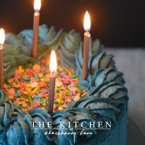 Vegan Blue Birthday Cake!  at The Kitchen at Blackberry Farm in Glastonbury