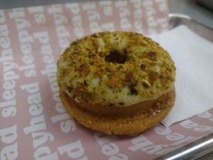 Pistachio doughnut at Sleepyhead Coffee in Chattanooga