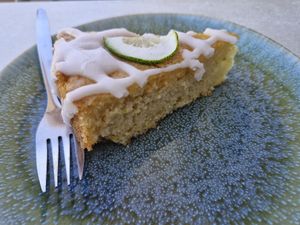 Vegan lemon cake slice at Rabaçal Nature Spot Café in Estreito Da Calheta
