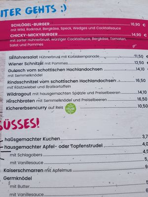 The 1 vegan labelled option is the chickpea curry at Schlögelberger in St Margarethen Im Lungau