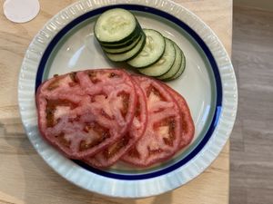 Side of cucumber & tomato  at Olena Cafe in Honolulu