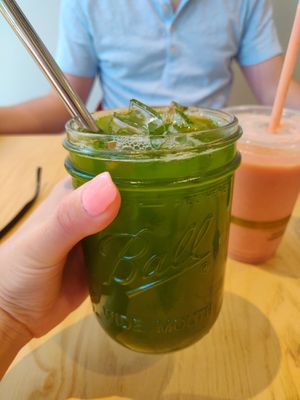 Matcha with agave in place of honey at Olena Cafe in Honolulu