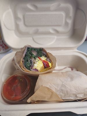 Kale breakfast burrito at Olena Cafe in Honolulu