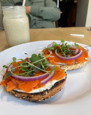 Lox bagel  at Olena Cafe in Honolulu