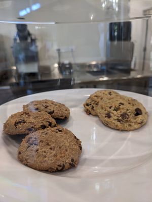 Almond butter and peanut butter chocolate chip cookies. Really good. at Olena Cafe in Honolulu