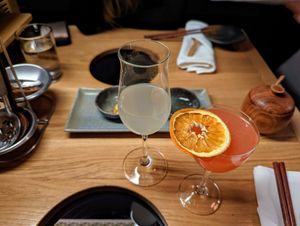 "Road to Osaka" Tokubetsu Nigori and the Baku tequila/compari. at dipdipdip Tatsu-Ya in Austin