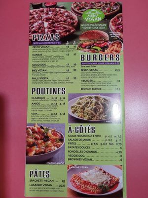 Menu at Atlas Pizza in Montreal